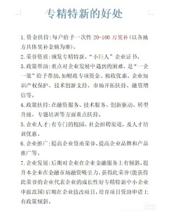 「专精特新企业福利全解析」