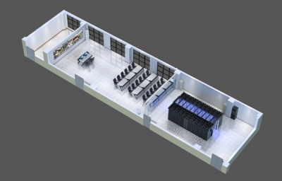 武汉机房动环俯视效果图|拼接大屏全景效果图制作