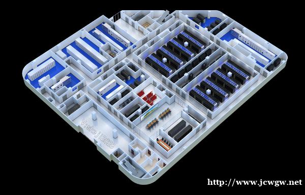 陕西西安数据中心机房|配电室|电池间鸟瞰俯视效果图制作 陕西西安数据中心机房|配电室|电池间鸟瞰俯视效果图制作