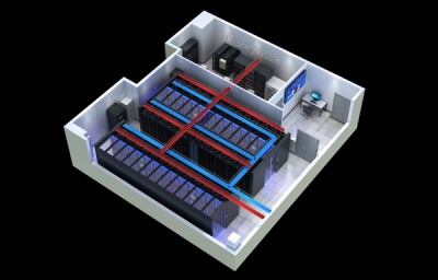 陕西西安数据中心机房|配电室|电池间鸟瞰俯视效果图制作